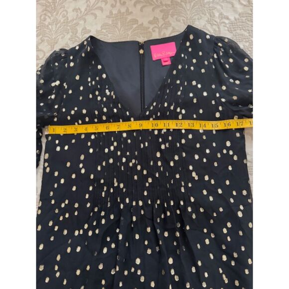 Lilly Pulitzer Cleme Silk Dress, Black/Gold, size 2. - Picture 8 of 8